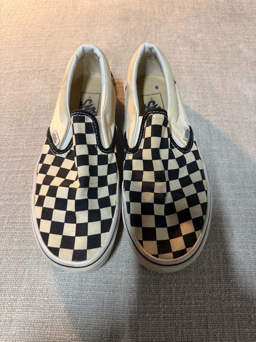 Vans Classic Slip-On Checkerboard Black and White Canvas Sneakers